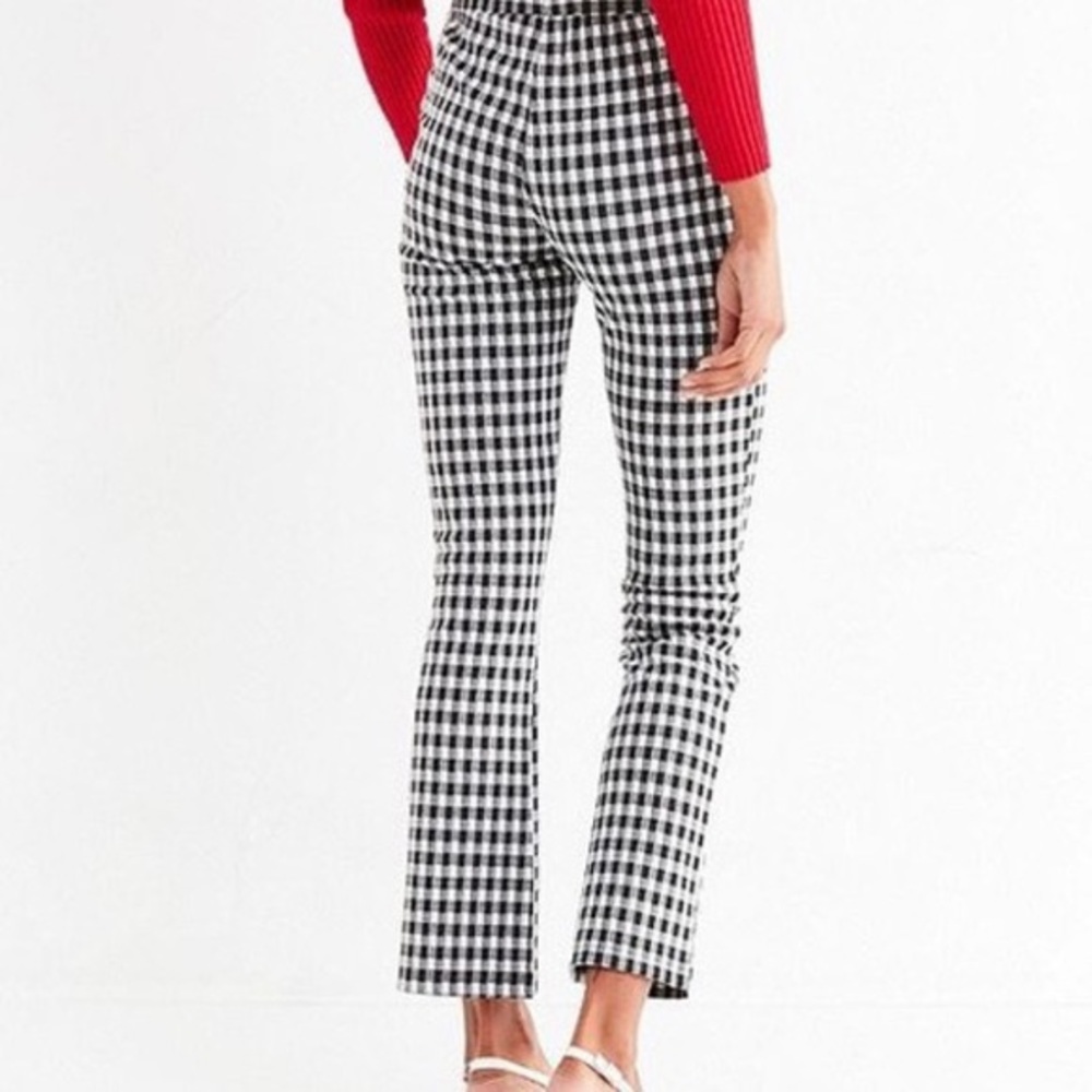 Urban Outfitters Flare Cropped Casey Pants, Size Medium, Black/White Gingham